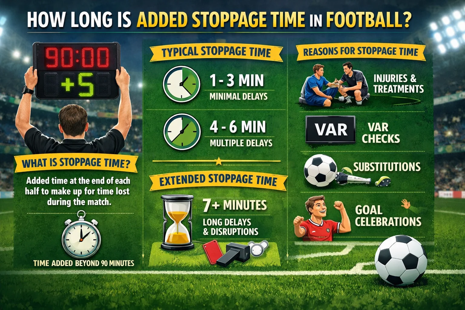 how long is added stoppage time in football