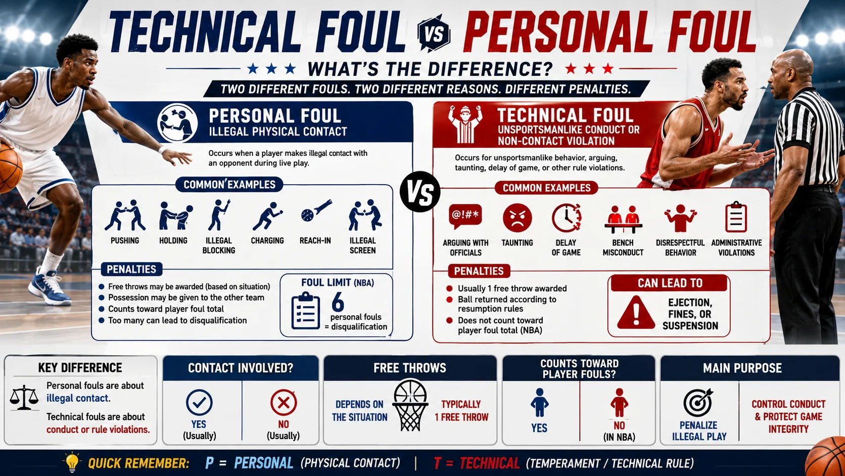 Technical Foul vs Personal Foul in Basketball