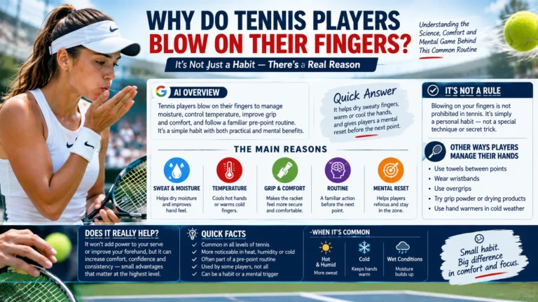 why do tennis players blow on their fingers